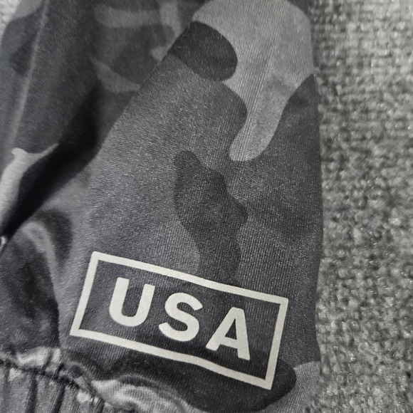 American Eagle Softshell Hoodie Jacket L Black Gray Camo Zip Front Street Dark - Picture 4 of 9